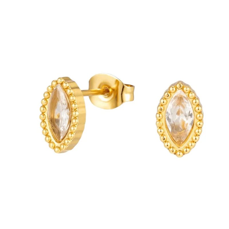 Stalen zirkonia oorbellen ovaal met bolletjes rand-9x6mm -