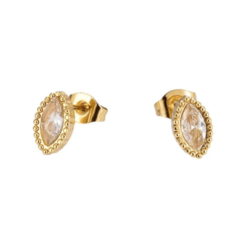Stalen zirkonia oorbellen ovaal met bolletjes rand-9x6mm -