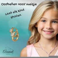 Stalen Oorringen met vierkante Zirkonia - Goudkleur -