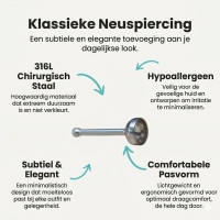 Stalen Neuspiercing met 2mm Kristalsteentje - Transparant - Dames