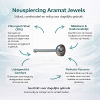 Stalen Neuspiercing met 2mm Kristalsteentje - Transparant - Dames