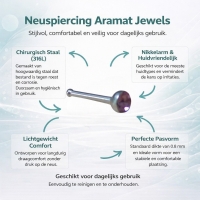 Stalen Neuspiercing met 2mm Kristalsteentje - Transparant - Dames
