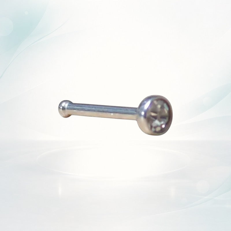 Stalen Neuspiercing met 1.5mm Kristalsteentje