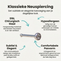 Stalen Neuspiercing met 1.5mm Kristalsteentje