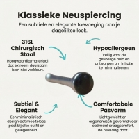 Stalen Neuspiercing met 1.5mm Kristalsteentje
