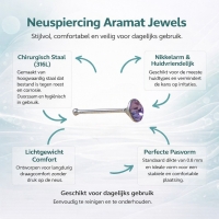 Neuspiercing met Kristal Steentje 2mm - Violet - Dames