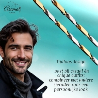 Bicolor Bamboo Ketting van Goud- en Zilverkleurig RVS &acirc;&euro;&ldquo;3mm Breed-60cm Lang - 60cm