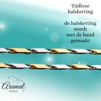 Bicolor Bamboo Ketting van Goud- en Zilverkleurig RVS &acirc;&euro;&ldquo;3mm Breed-60cm Lang - 60cm
