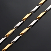 Bicolor Bamboo Ketting van Goud- en Zilverkleurig RVS &acirc;&euro;&ldquo;3mm Breed-60cm Lang - 60cm