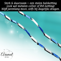 Bicolor Bamboo Ketting Blauw-Zilver Staal &acirc;&euro;&ldquo; 60cm - 60cm - Heren
