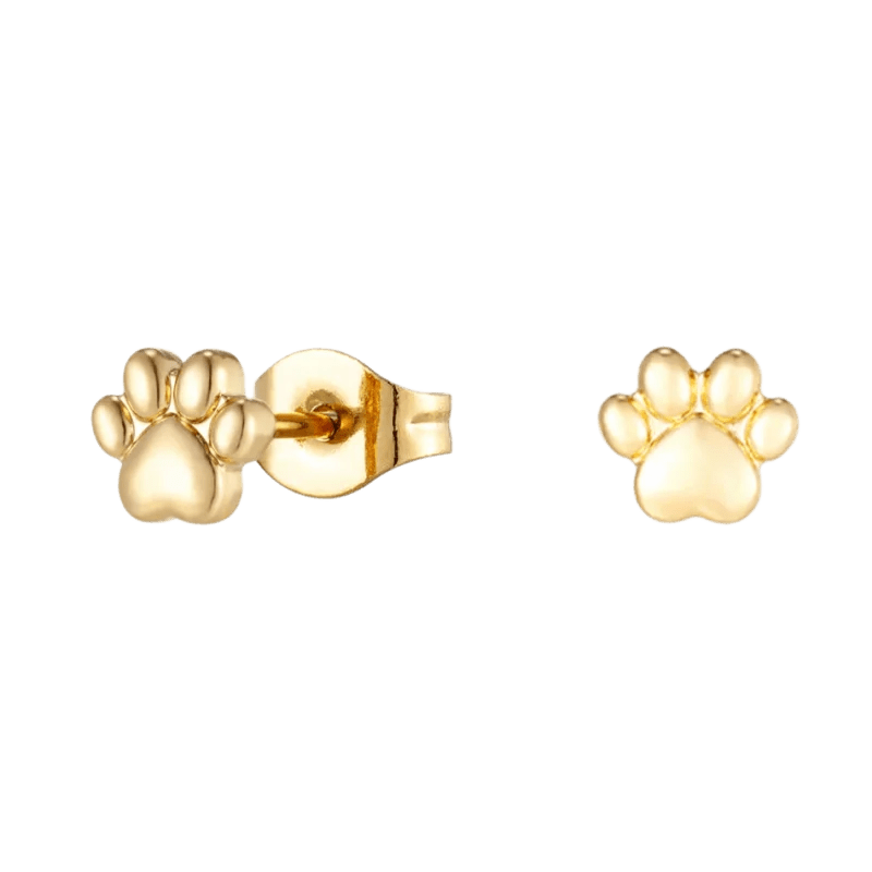 Goudkleurige 3D Pootafdruk Oorbellen 6mm -