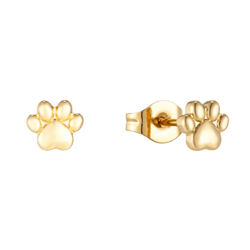 Goudkleurige 3D Pootafdruk Oorbellen 6mm -