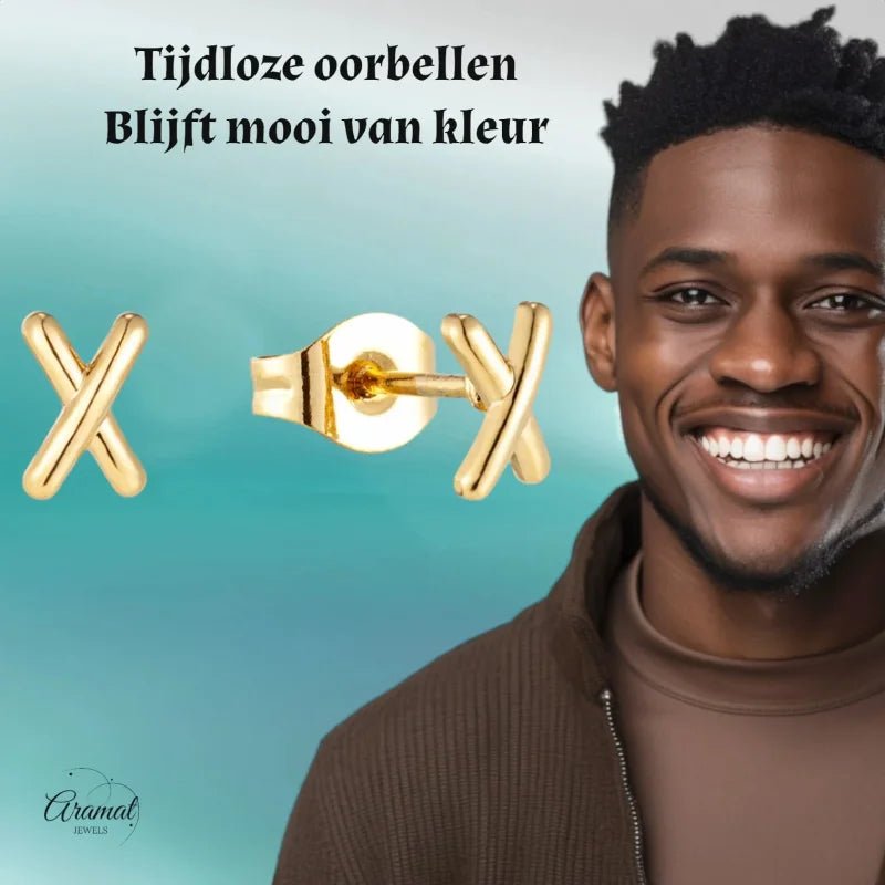 Goudkleurige Stalen Kruisjes Oorbellen 6mm &acirc;&euro;&ldquo; RVS - Goudkleur -