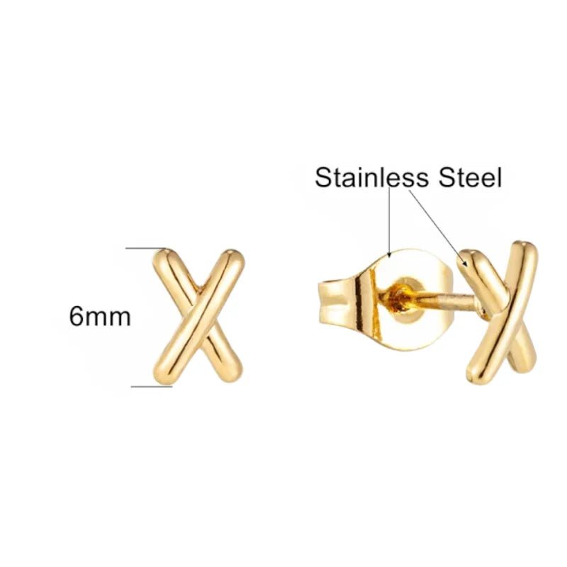 Goudkleurige Stalen Kruisjes Oorbellen 6mm &acirc;&euro;&ldquo; RVS - Goudkleur -