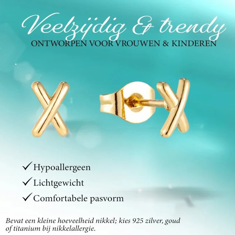 Goudkleurige Stalen Kruisjes Oorbellen 6mm &acirc;&euro;&ldquo; RVS - Goudkleur -