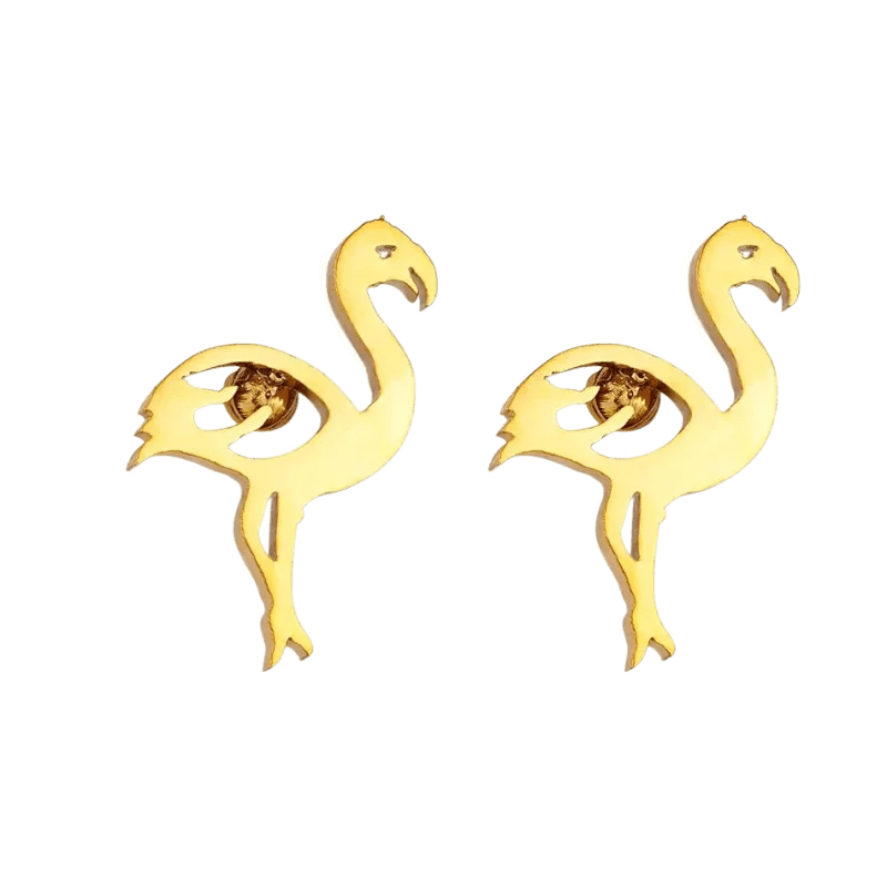 Goudkleurige Stalen Flamingo Oorbellen &acirc;&euro;&ldquo; RVS - Goudkleur -