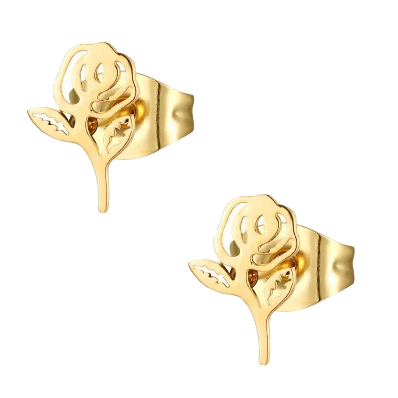 RVS Rozen Oorbellen 10x6mm &acirc;&euro;&ldquo; Stijlvol Bloemdesign - Goudkleur -
