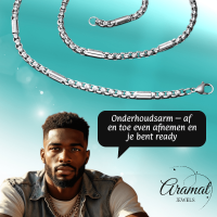 Stalen Jasseron Ketting met Staafjes man - 60cm / 3mm - Heren