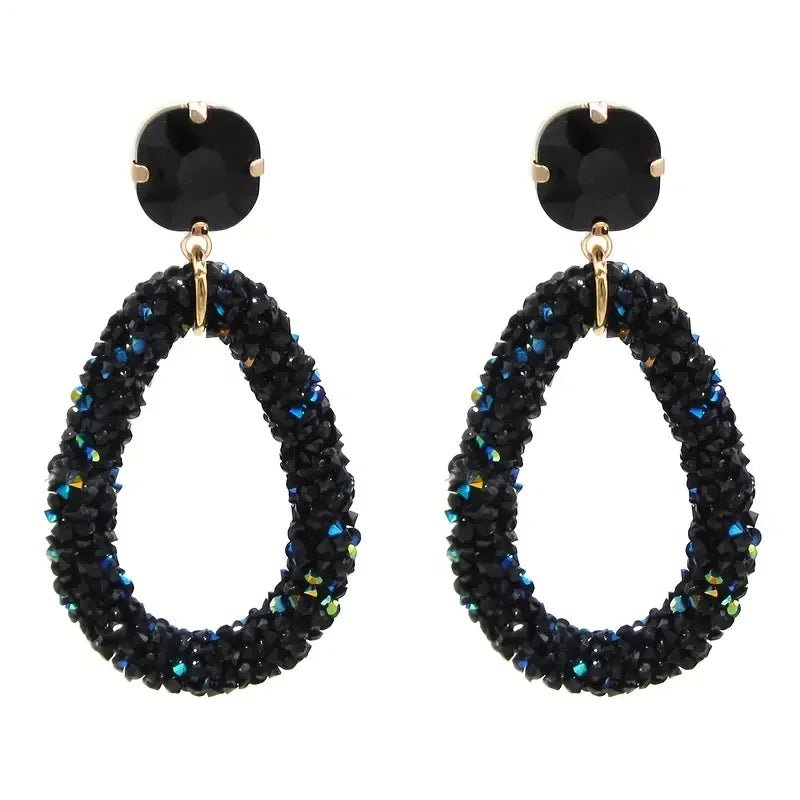 Elegante Druzy Oorbellen &acirc;&euro;&ldquo; Zwart &acirc;&euro;&ldquo; 58x30mm -