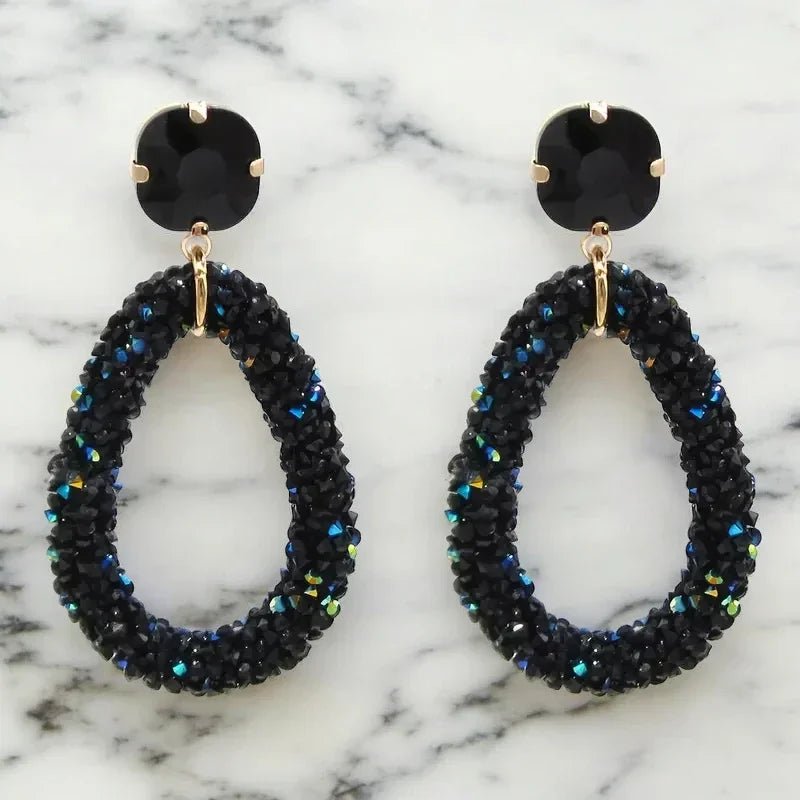 Elegante Druzy Oorbellen &acirc;&euro;&ldquo; Zwart &acirc;&euro;&ldquo; 58x30mm -