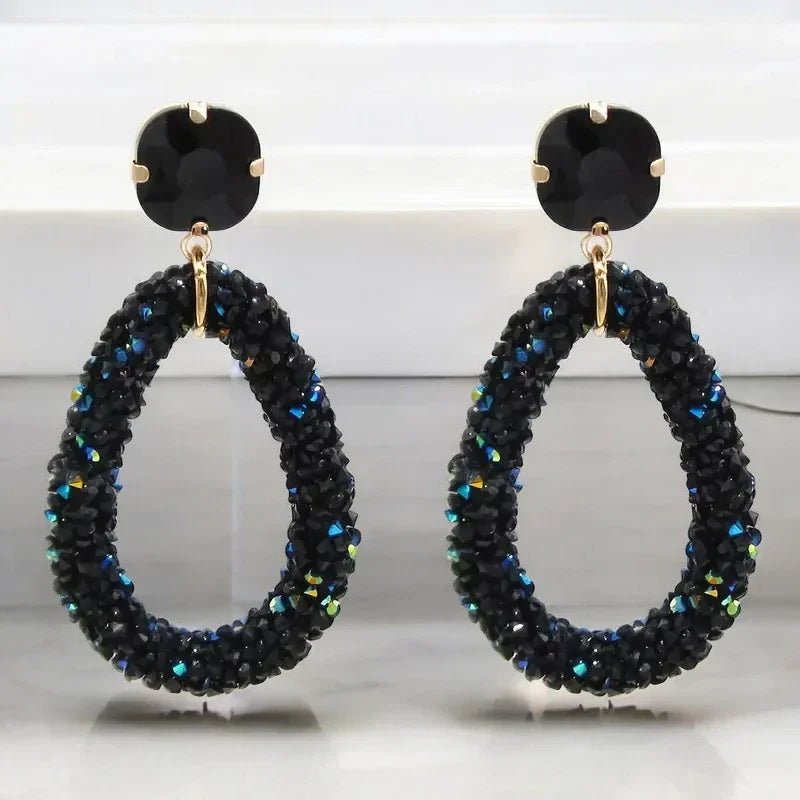 Elegante Druzy Oorbellen &acirc;&euro;&ldquo; Zwart &acirc;&euro;&ldquo; 58x30mm -