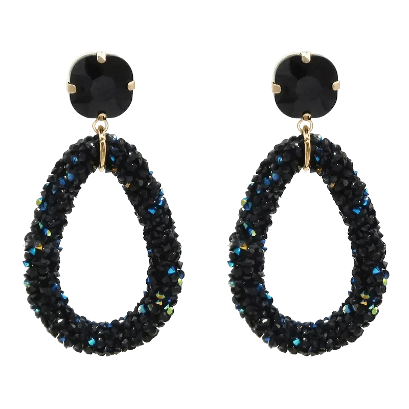 Elegante Druzy Oorbellen &acirc;&euro;&ldquo; Zwart &acirc;&euro;&ldquo; 58x30mm -