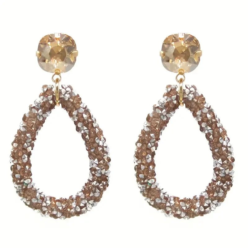 Elegante Druzy Oorbellen &acirc;&euro;&ldquo; Champagne &acirc;&euro;&ldquo; 58x30mm -