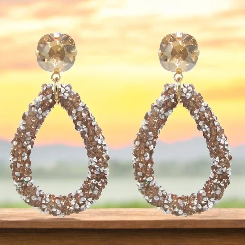 Elegante Druzy Oorbellen &acirc;&euro;&ldquo; Champagne &acirc;&euro;&ldquo; 58x30mm -