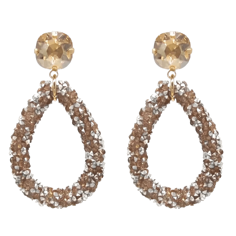 Elegante Druzy Oorbellen &acirc;&euro;&ldquo; Champagne &acirc;&euro;&ldquo; 58x30mm -