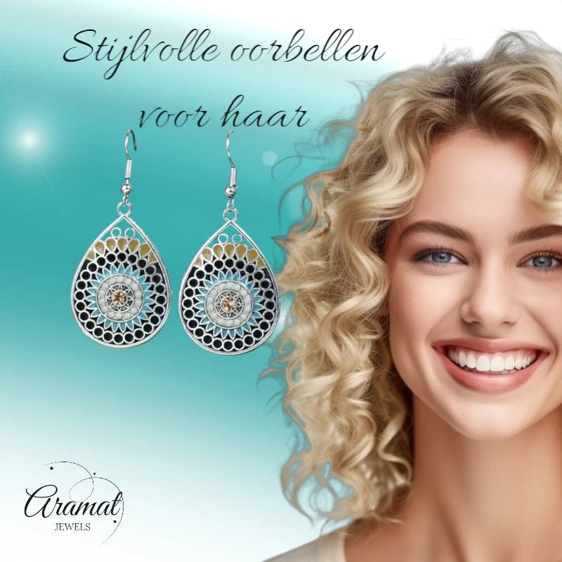 Prachtige 52x23mm Oorhangers met Druppelhanger en Emaille -