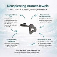 Elegante Stalen Neuspiercing met Open Hartje - Unisex