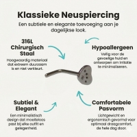 Stalen Neuspiercing met Hartje en Pootafdruk - Unisex