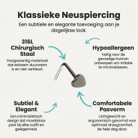 Gebogen Stalen Neuspiercing met Hartje