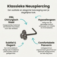 Gebogen Stalen Neuspiercing met Spiraal - Unisex