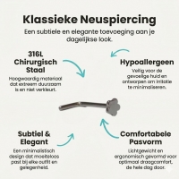 Speelse Stalen Neuspiercing met Bloemetje - Unisex