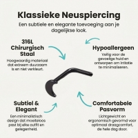Zwarte Stalen gebogen Neuspiercing Maan