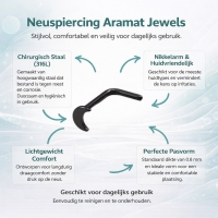 Zwarte Stalen gebogen Neuspiercing Maan