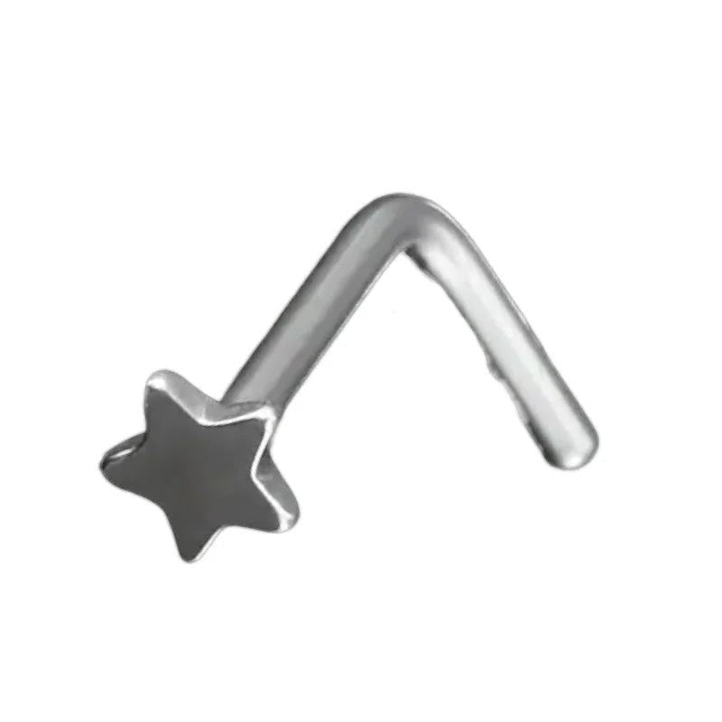 Stalen gebogen Neuspiercing met Sterretje - Unisex