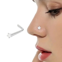 Stalen gebogen Neuspiercing met Sterretje - Unisex