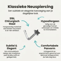 Stalen gebogen Neuspiercing met Sterretje - Unisex