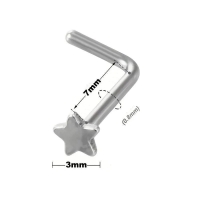 Stalen gebogen Neuspiercing met Sterretje - Unisex