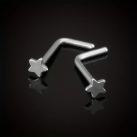 Stalen gebogen Neuspiercing met Sterretje - Unisex