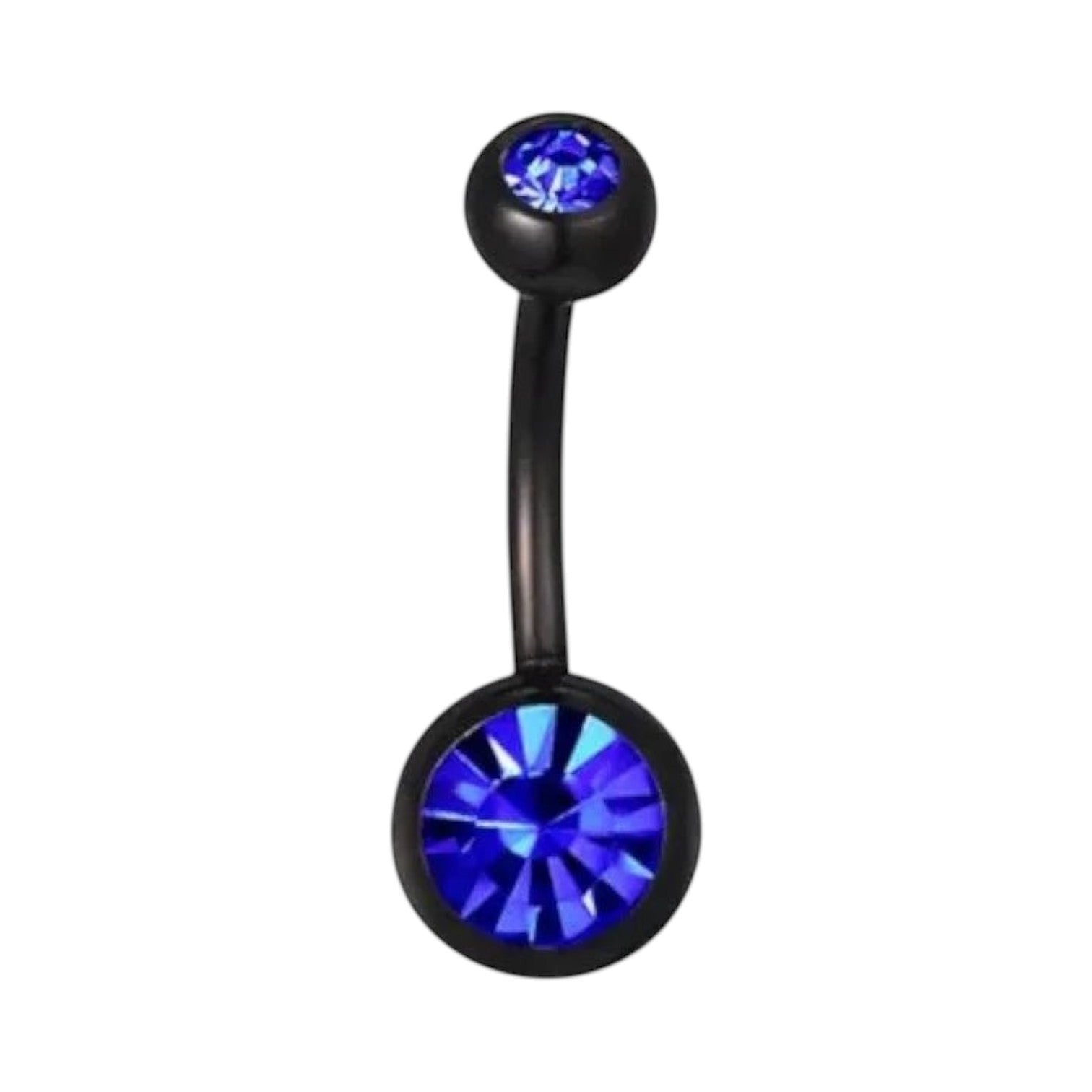 Stijlvolle zwarte Navelpiercing met Zirkonia - Blauw - Unisex