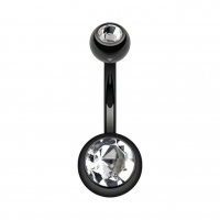 Stijlvolle zwarte Navelpiercing met Zirkonia - Blauw - Unisex