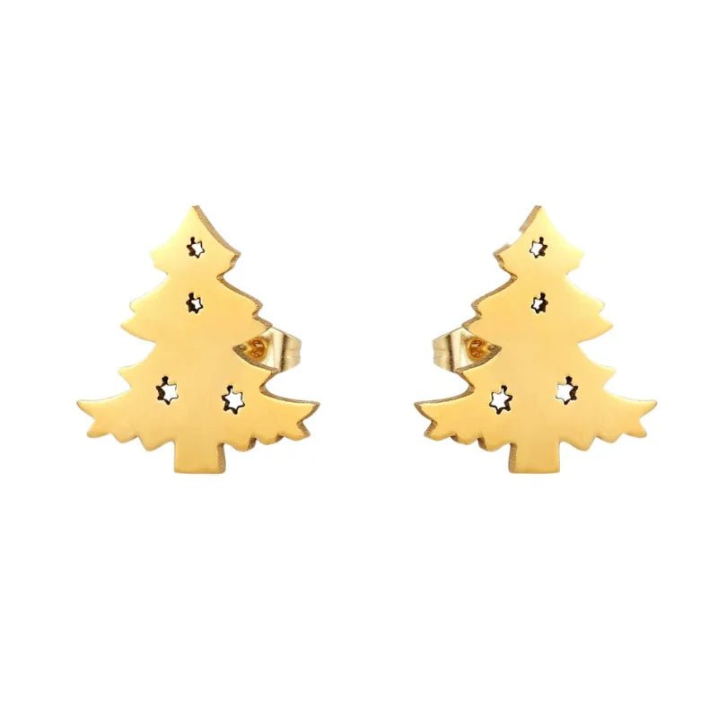 Kerst Oorbellen - Oorstekers In Kerstboomvorm - Goudkleur -
