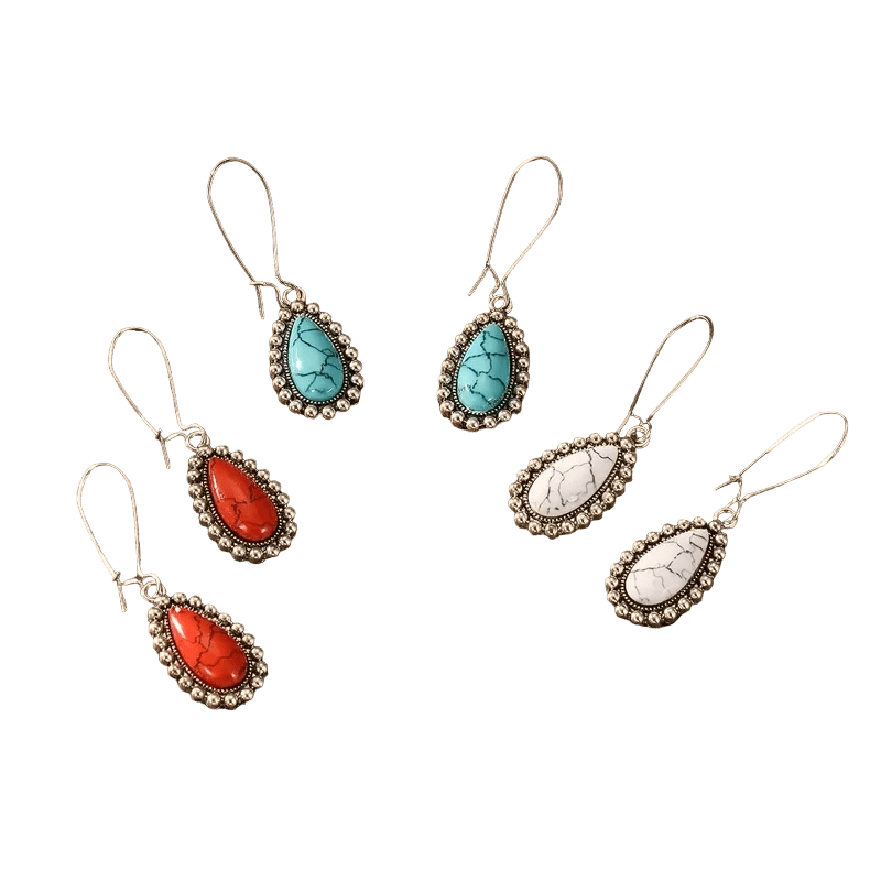 Boho Druppel Oorhangers met Steen - Rood -