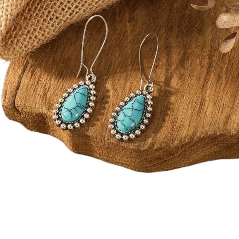Boho Druppel Oorhangers met Steen - Rood -