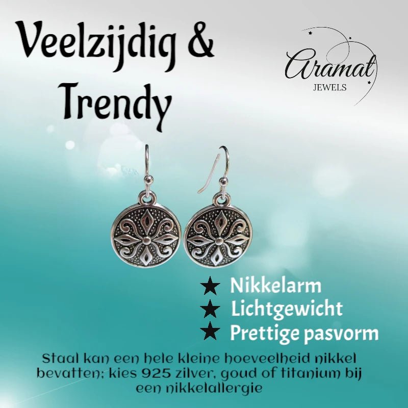 Boho Oorhangers Ronde Bedel &acirc;&euro;&ldquo; Antieke Legering &acirc;&euro;&ldquo; 28x15mm -