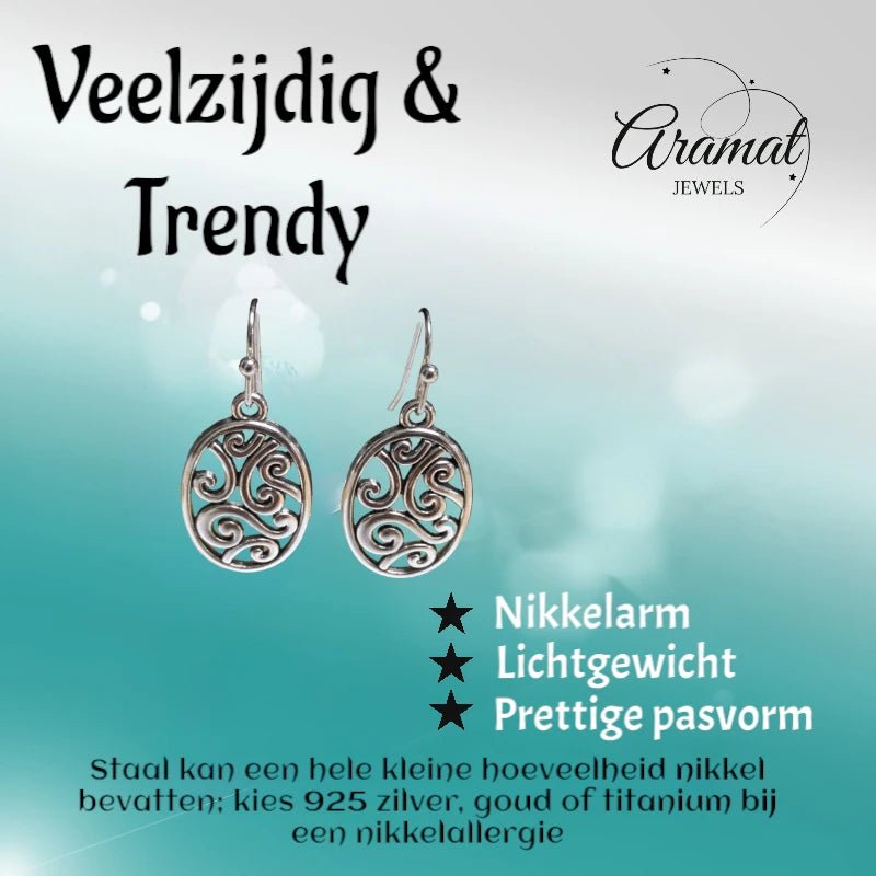Sierlijke Ovale Boho Oorhangers &acirc;&euro;&ldquo; Antiek &acirc;&euro;&ldquo; 35x15mm -