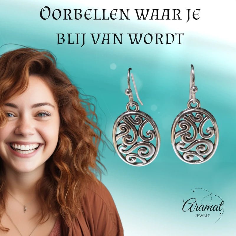 Sierlijke Ovale Boho Oorhangers &acirc;&euro;&ldquo; Antiek &acirc;&euro;&ldquo; 35x15mm -